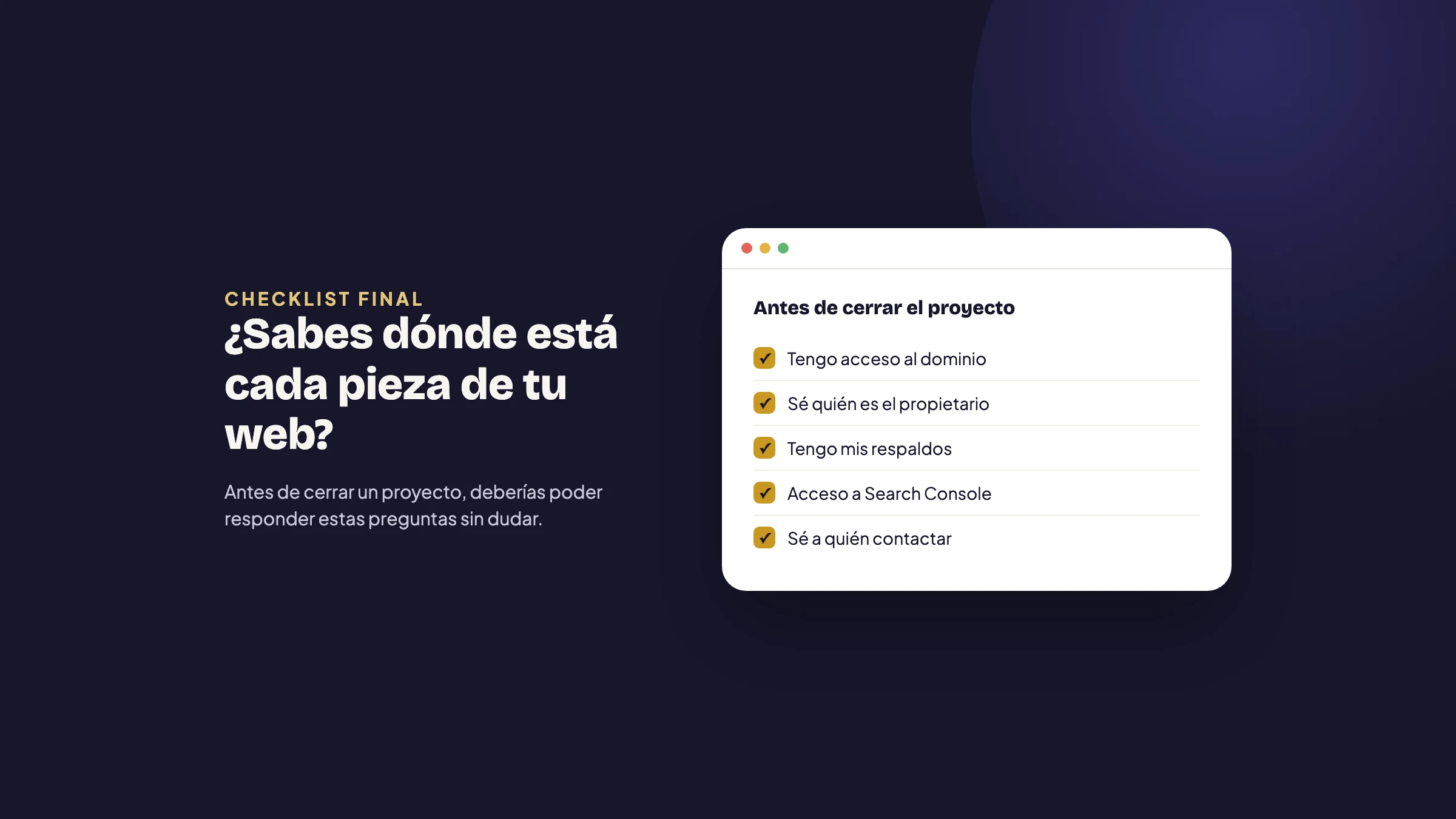 Checklist final antes de dar por terminado tu proyecto web
