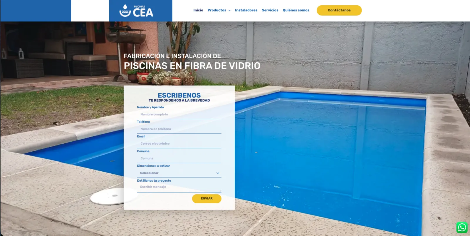 Home del sitio web de Piscinas Cea