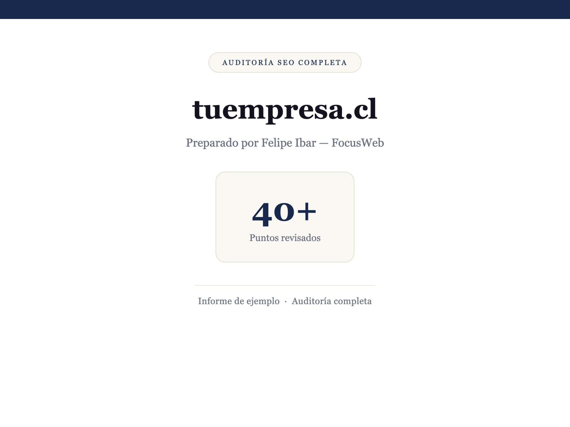 Portada de ejemplo del reporte de auditoría SEO