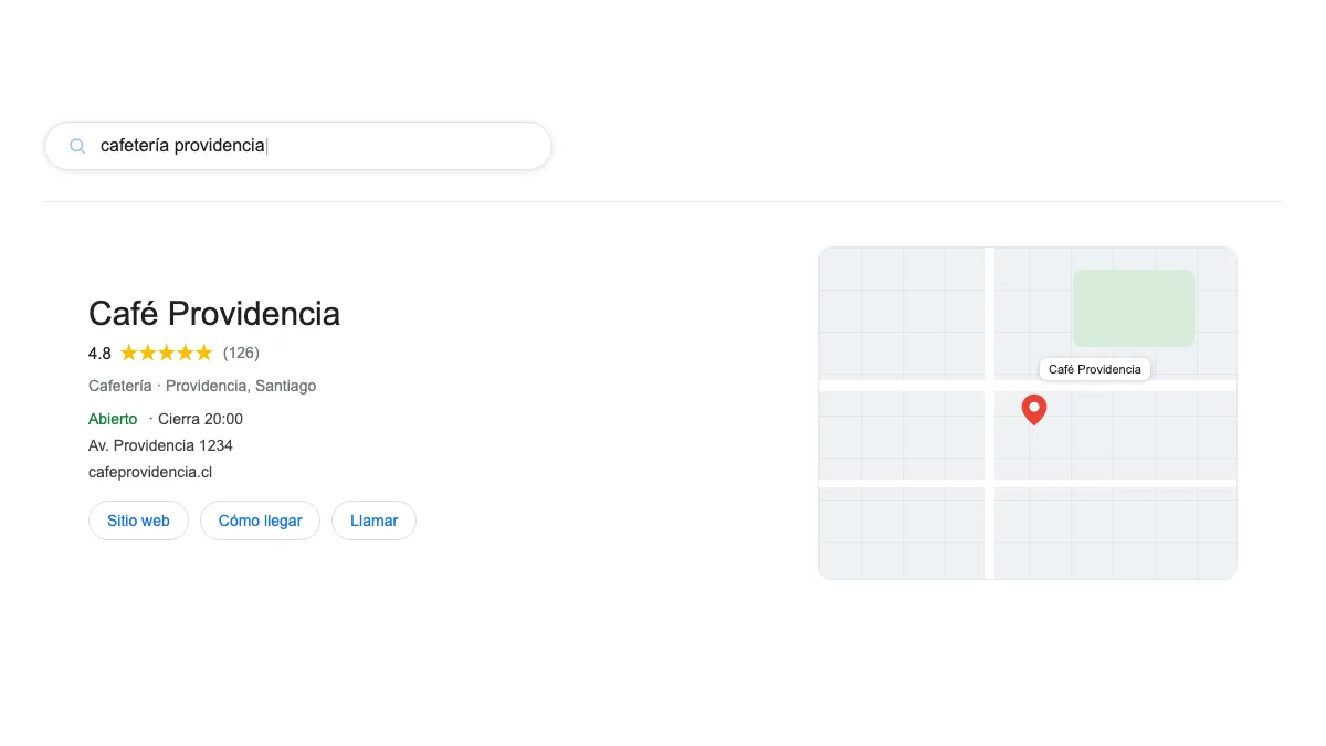 Placeholder: resultados locales en Google Maps